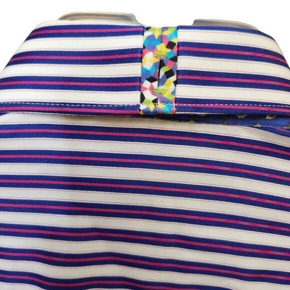 Robert‎ Graham tailored fit button front  flip cuff striped dress shirt Sz M - Picture 10 of 12